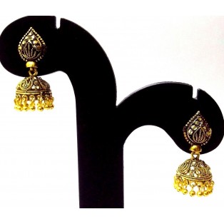 Golden Oxidized Earrings Jhumka Jhumki Jewelry Bollywood Drop Dangle Long EA178